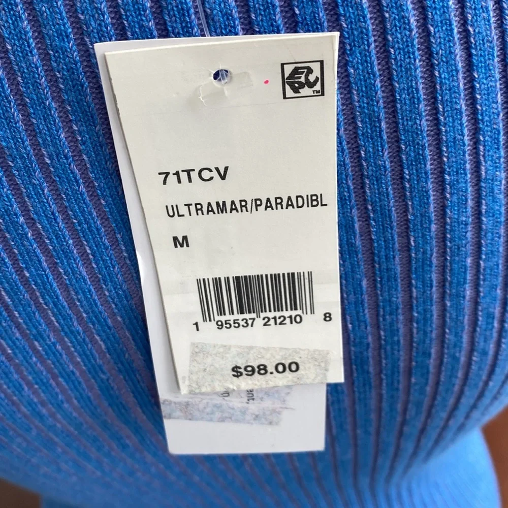 French Connection blue & pink Mathilda Ribbed capped sleeve Mini dress med NWT - Picture 7 of 9